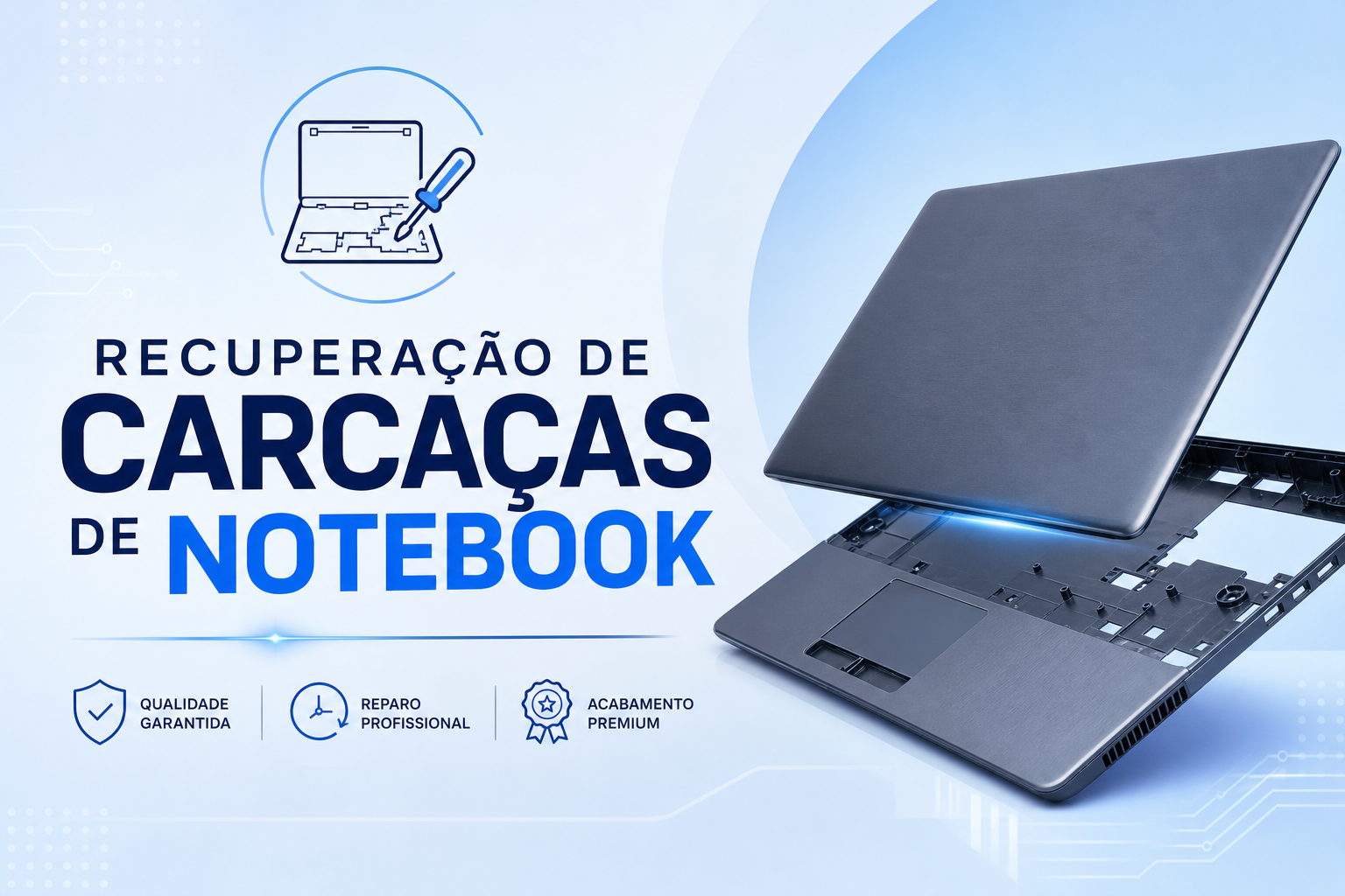 Técnico realizando reparo de notebook em Curitiba