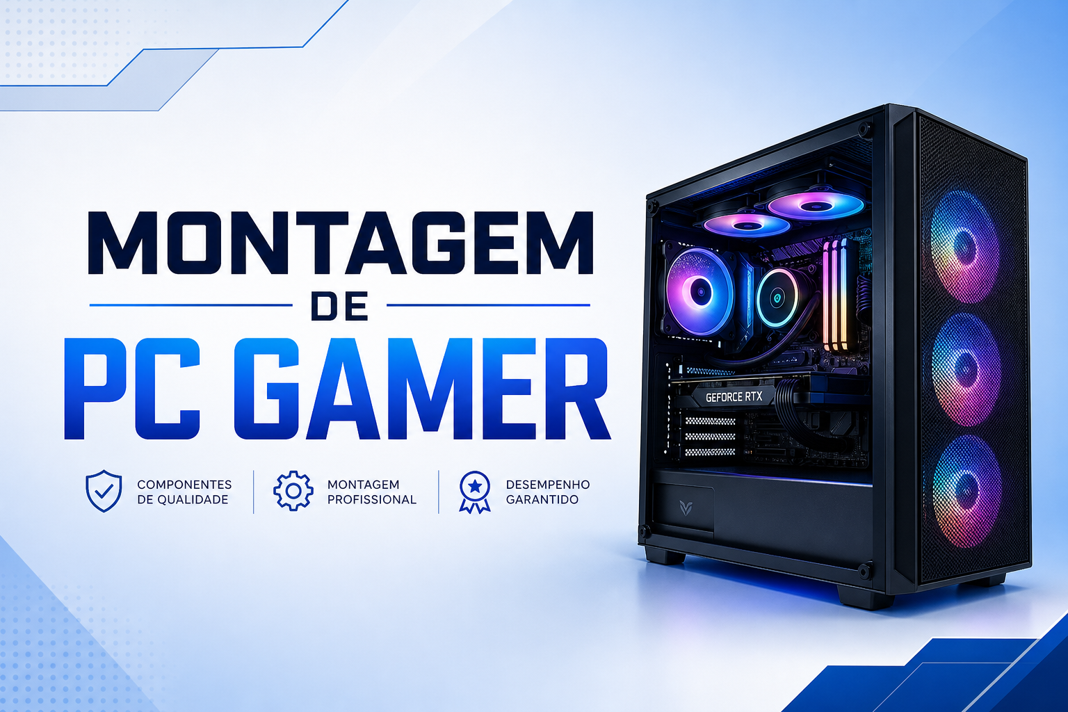 Montagem de PC gamer com iluminação RGB em Curitiba